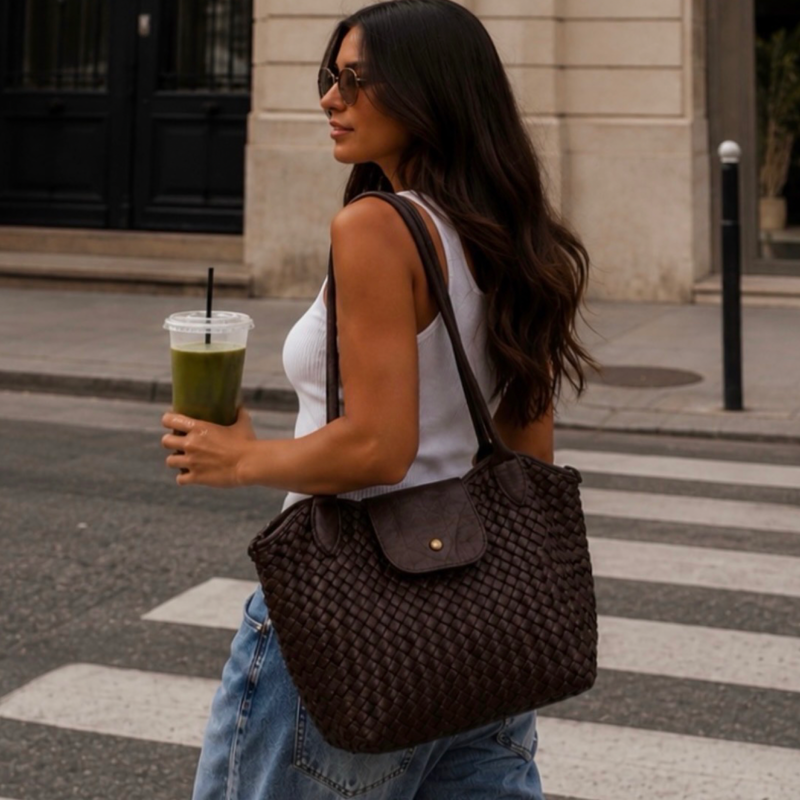 Long delavè Bag CAFFÈ